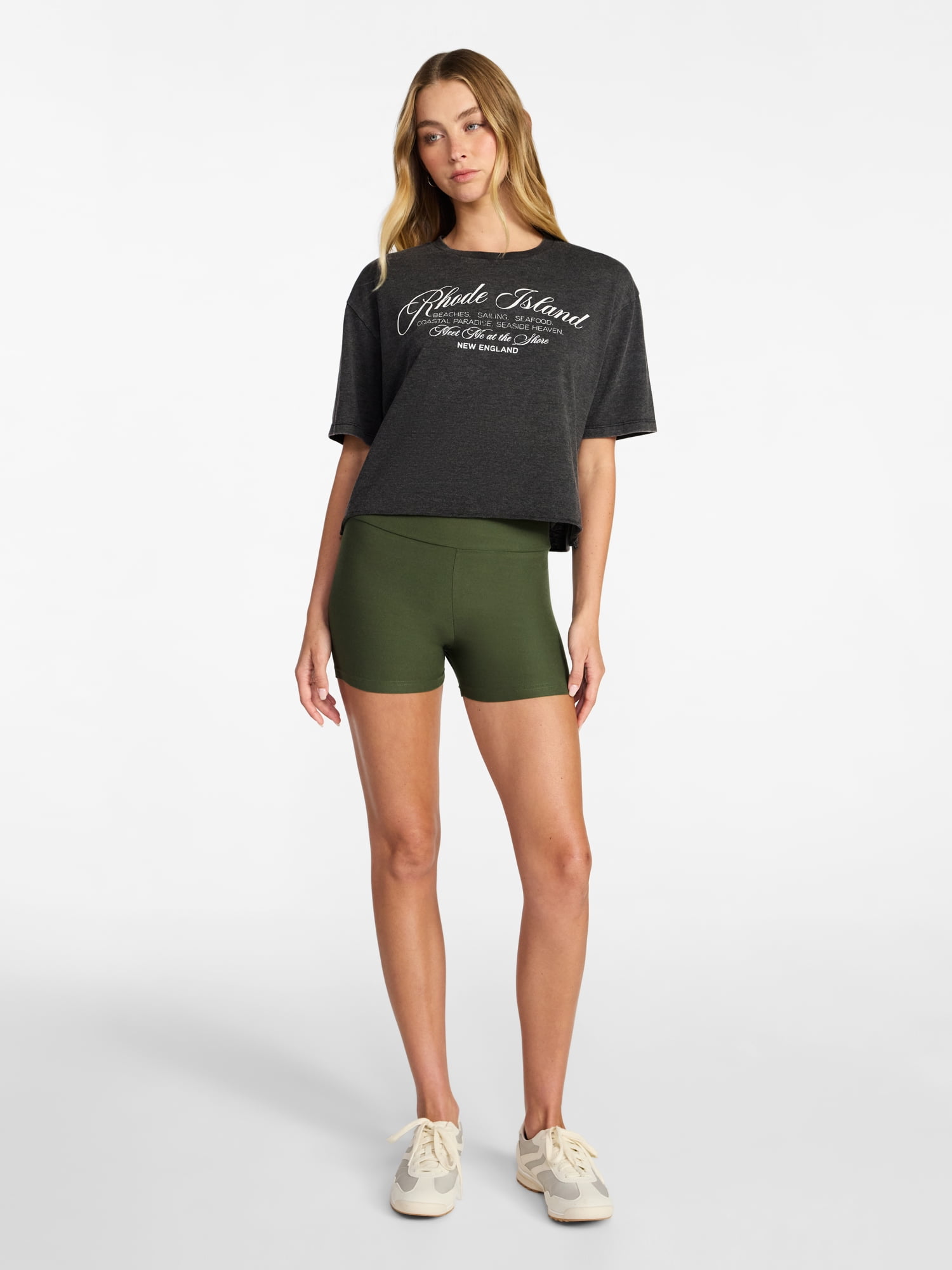 No Boundaries Boxy Cropped Graphic Tee, Women's XXS-XXL