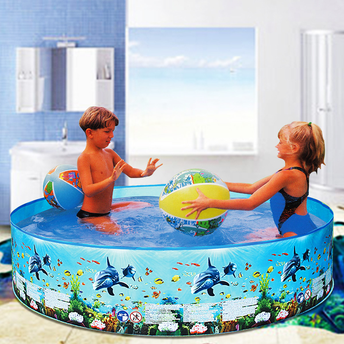 4' x 10" inch Pool Family Paddling Pool Swimming Pool, Garden Round Inflatable Baby Swimming Pool, Portable Inflatable Child / Children Pool