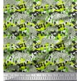 thumbnail image 1 of Soimoi Green Cotton Voile Fabric Tiger,Leopard & Wild Animal Printed Fabric 1 Yard 42 Inch Wide, 1 of 1