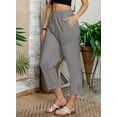 thumbnail image 5 of DOKOTOO Women's Pants Elastic Waist Drawstring Pants Casual Cotton Pants Lightweight Lounge Pants with Pockets Size L, 5 of 9