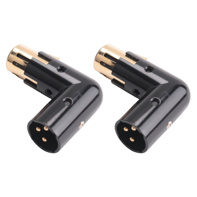 2 Piezas Adaptador de Audio Enchufe Ajustable Macho una Hembra XLR áNgulo Recto 3 Pines Negro (Adaptador 90 Grados)