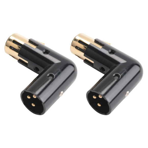 2 Piezas Adaptador de Audio Enchufe Ajustable Macho una Hembra XLR áNgulo Recto 3 Pines Negro (Adaptador 90 Grados)