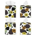 thumbnail image 2 of Lsque Black Cow Sunflowers Printed Tissue Box Cover Holder, Facial Paper Organizer Dispenser,Square with Bottom Belt, PVC Leather Decorative Organizer, 2 of 8