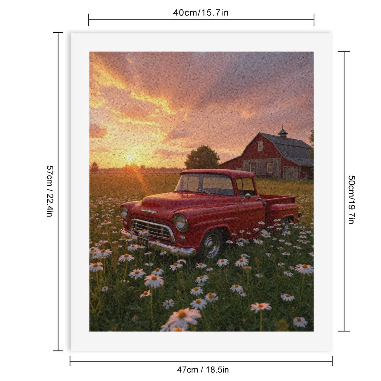 Paint by Numbers Kit for Adults, Sunset Red Truck Field Barn Paint by Numbers, Easy Paint by Numbers Kit for Adults Beginner, DIY Adult Paint by Number Kits on Canvas, Home Decor
