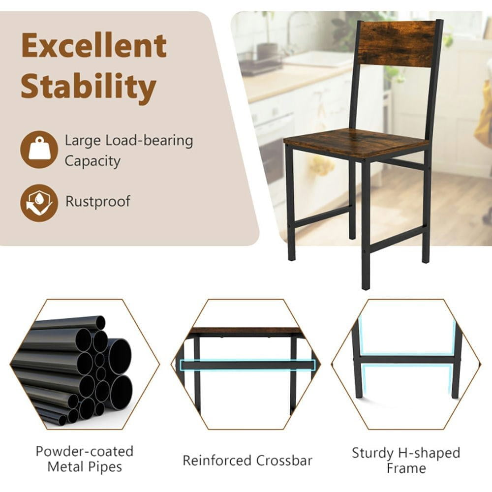 Kadyn Dining Chairs with Metal Legs, Modern Dining Chair with Slanted Back, Set of 2 Industrial Kitchen Side Chairs for Living Room, Kicthen, Rustic Brown