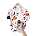thumbnail image 5 of CAICJ98 Halloween Shirt Boys Girls Pumpkin Ghost Print Tshirt Kids Short Sleeve Tee Top Toddler Halloween Shirt (Pink,6-7 Years), 5 of 6
