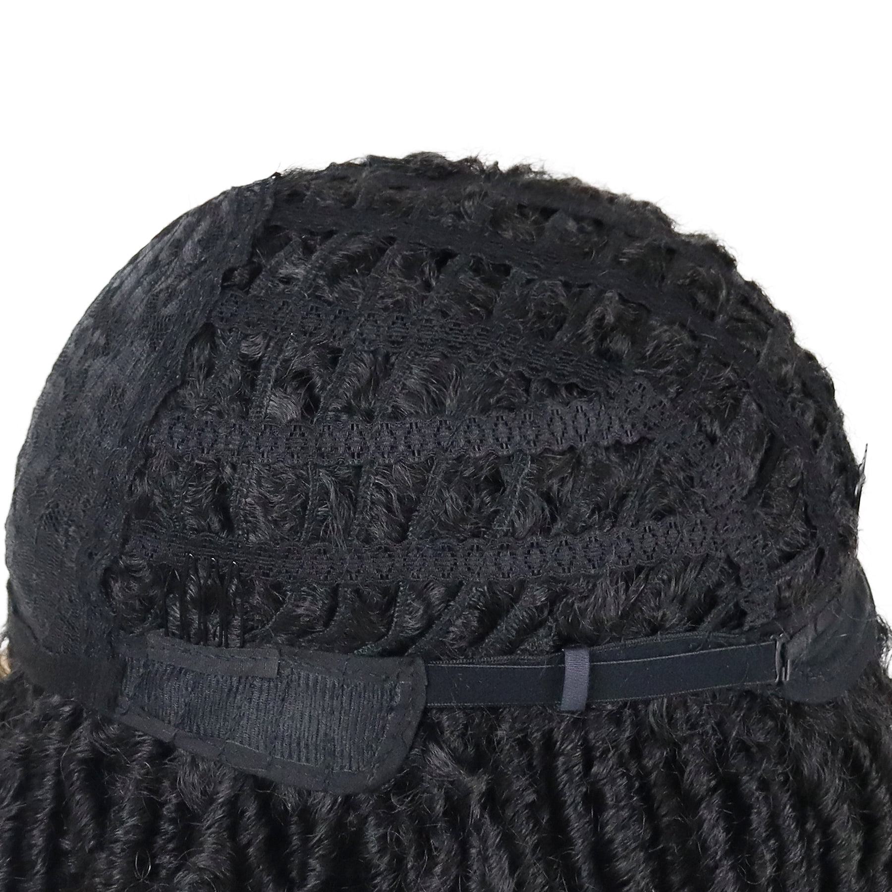 1B Black Curly Wigs Short Dreadlocks Wig for Men Braided Wig with Bangs