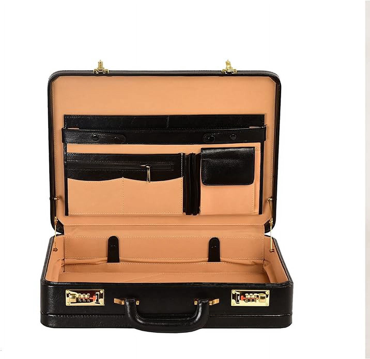 LINDSEY STREET Top Grain Leather Attache Briefcase Business Handbag Leather Expandable Briefcase for Men
