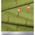 thumbnail image 3 of Soimoi Green Japan Crepe Satin Fabric Notes & Guitar Musical Instrument Print Fabric by the Yard 42 Inch Wide, 3 of 5