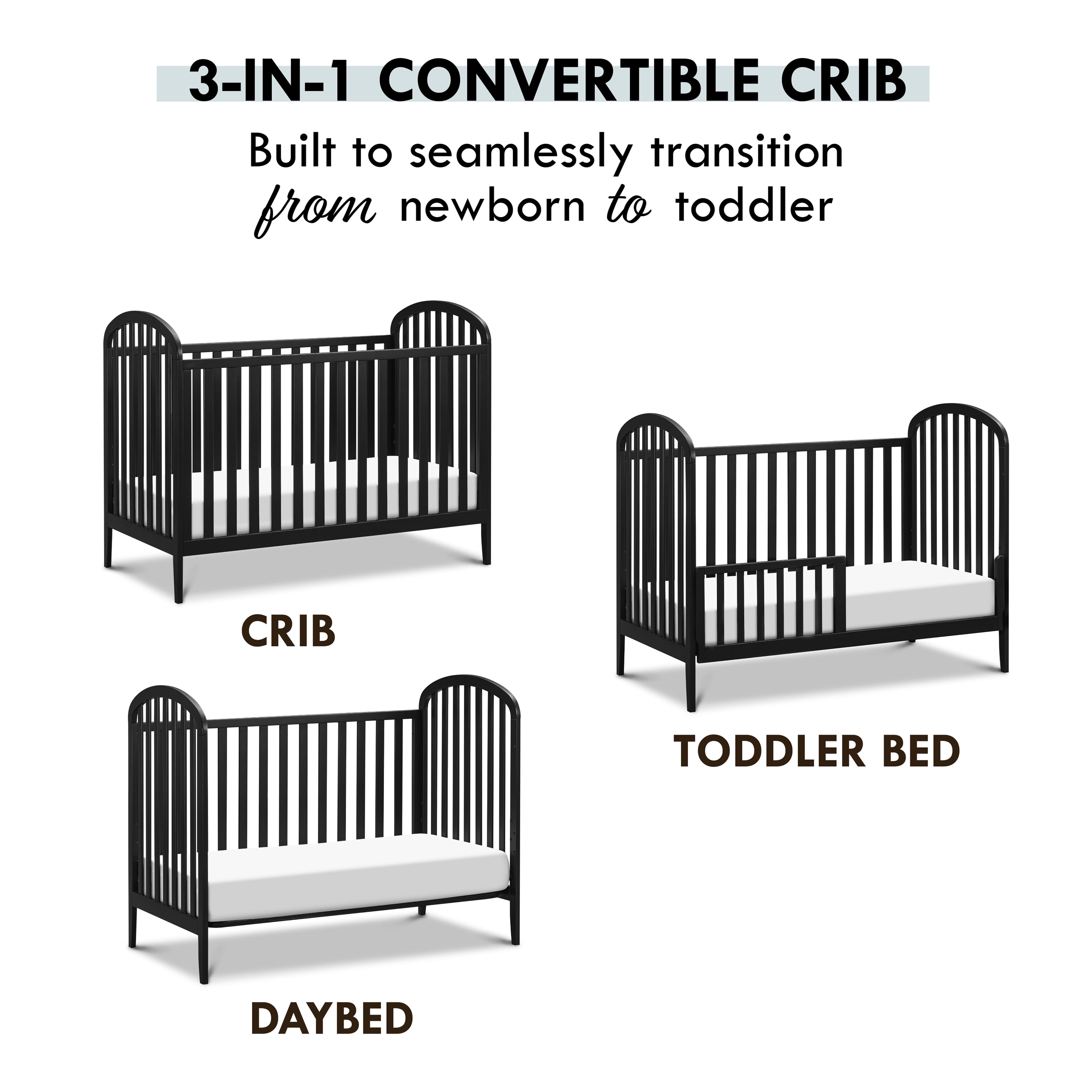 DaVinci Beau 3-in-1 Convertible Crib, Ebony