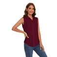 thumbnail image 3 of SPRING SEAON Women’s Sleeveless Blouse V Neck Button Down Chiffon Shirt for Women Casual Loose Fit Work Tops with Collar for Office or Daily Wear, 3 of 11