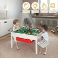 thumbnail image 4 of REDCAMP 2 in 1 Kids Activity Table with Storage Drawers, Wooden Construction Play Table with Detachable Blocks and Blackboard Tabletop,Compatible with Lego and Duplo Bricks，White, 4 of 9