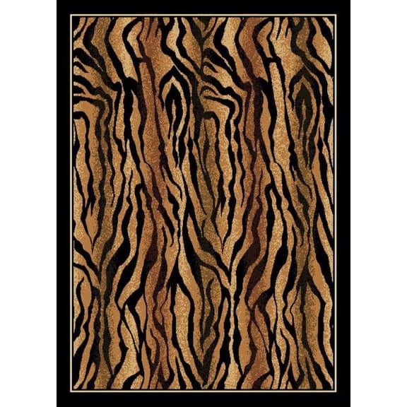 United Weavers Legends Area Rug 910-05750 Safari Skin Black Africa Tiger 5' 3" x 7' 2" Rectangle