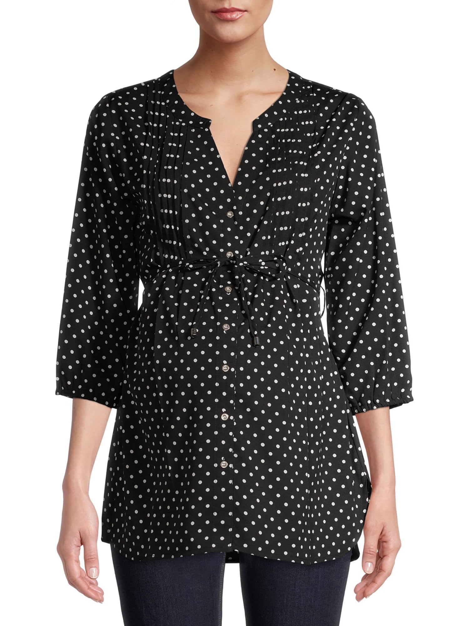 Oh! Mamma Women’s Maternity Pleated Blouse with Tie Belt