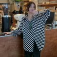 thumbnail image 3 of Spdoo Women Plaid Shirt Long Sleeve Turn-down Collar Long Button down Casual Blouse Tops Stylish Loose Shirts Tunic Blouse S, 3 of 5