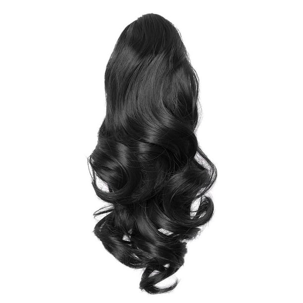 Extensiones de cola de caballo con clip de 15,7 pulgadas, cabello sintético largo y rizado para mujeres UNA