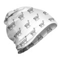 thumbnail image 1 of Animal Unisex Beanie, Monochrome Guanaco Engraving, Hiking Outdoors, Dark Taupe Grey White, by Ambesonne, 1 of 1