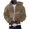 thumbnail image 2 of HOOMEUMY Mens Hoodie Athletic Jacket Drop Shoulder Clothes Fashion 2025 Trendy Classic Solid Coat Front Open Jacket Zipper Design Casual Workout Coffee M, 2 of 5
