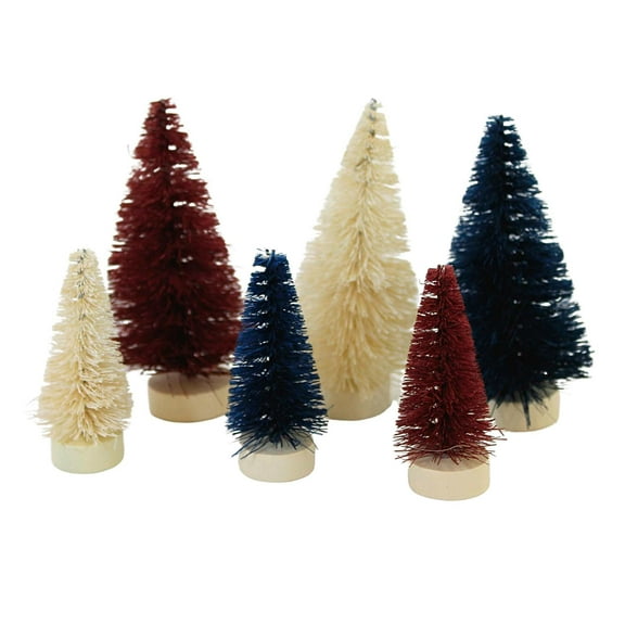 Bethany Lowe Old Glory Mini Bottle Brush - Six Mini Bottle Brush Trees 3.5 Inch, Plastic - Trees July 4Th Lc1539