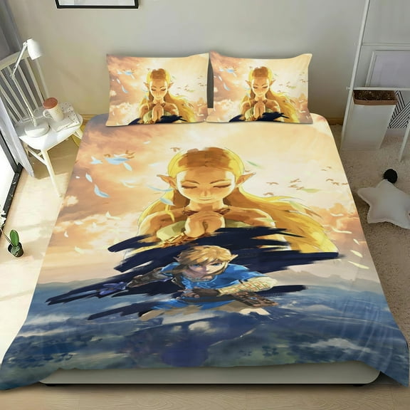 The Legend of Zelda-themed Bed Sheet Set Three Piece Set Comfortable And Skin Friendly Unique Design Home Decor Gifts For Family Friends fans36x75Inches（90cm*190cm）