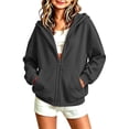 thumbnail image 3 of DJDLJWCJ Girls Zip Up Hoodie Sweatshirt Relaxed Fit Stretch Soft Sweatshirt Solid Color Casual Sweatshirts Dark Gray Size 9, 3 of 6