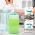 thumbnail image 4 of Dispensador de jabón de plástico, botella vacía con bomba, dispensador de jabón líquido - cocina/baño, 450 ml, champú/acondicionador/ducha/lavavajillas, juego de 2 (azul) JM  MX-0135463FYD, 4 of 5
