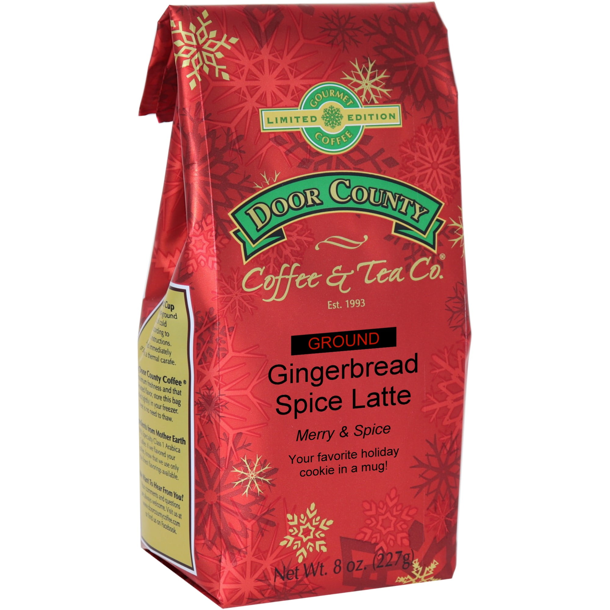 Door County Coffee Gingerbread Spice Latte, Gingerbread & Cinnamon Flavored Specialty Arabica