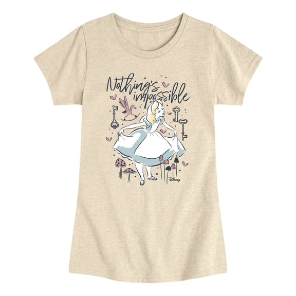 Alice in Wonderland - Nothing's Impossible - Youth Girls Fitted Short Sleeve T-Shirt