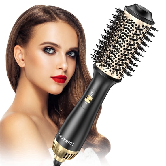 NEXPURE Hair Dryer Brush, 4 in 1 Blow Dryer Brush with Negative Ion Anti-Frizz Ceramic Titanium Barrel Hot Air Brush for Hair Styling