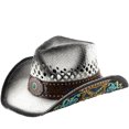 thumbnail image 3 of LILIYA Western Cowboy Hat for Women, Wide Brimmed Cowgirl Headwear with Decorative Band, Classic Western Felt Hat, Breathable Adjustable Sun Protection Headwear, 3 of 8