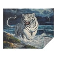 thumbnail image 2 of Fluorescent Cover blanket 70x55 inch frannel blanket Office nap blanket Camping blanket Bedding travel blanket Glow blanket The Sea and The White Tiger, 2 of 8