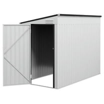 Resenkos Storage Garden Shed,Garden Sheds,4' x 7.7' Lean to Garden Storage Shed, Outdoor Metal Tool House with Lockable Door Vents, White