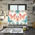 thumbnail image 4 of Yayeee Kitchen Curtains Tier Pair Light Filtering 27"x36" Rod Pocket Short Cafe Window Panel, Watercolor Butterflies, 4 of 7