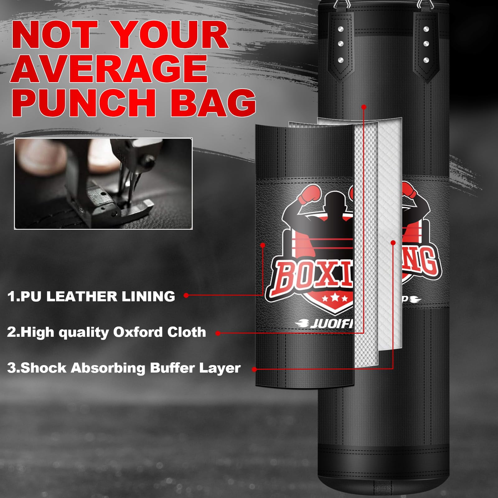 Hanging Punching Bag for Adults, 4FT PU Heavy Boxing Bag Set with 12OZ Gloves with Chain Ceiling Hook Suitable for Home Gym MMA Karate Kickboxing Boxing Muay Thai Training(Unfilled)