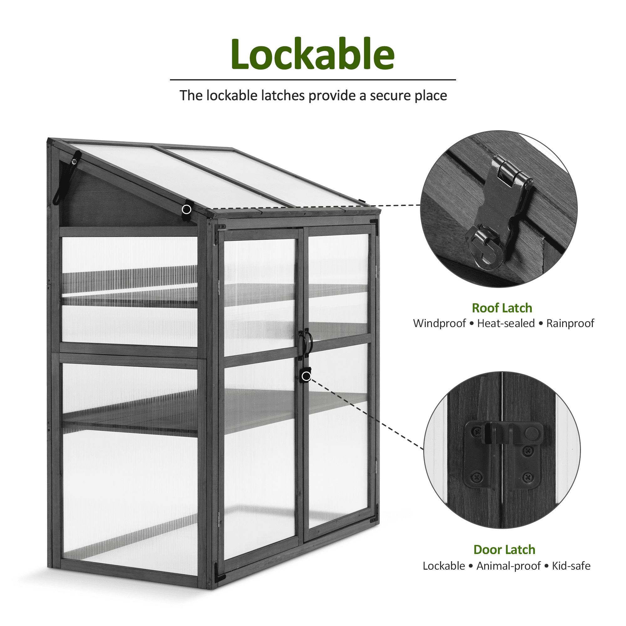 MCombo Cold Frame Large Wooden Greenhouse Cabinet Garden with Adjustable Shelves for Outdoor Indoor Use, 1344