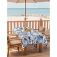 thumbnail image 2 of Outdoor Tablecloth with Umbrella Hole for Patio/Picnic/Party/Camping, Blue Coastal Waterproof Table Cloth Rectangle Table Cover Washable, Summer Conch Starfish Scallops Vintage Nautical (60"x 84"), 2 of 9