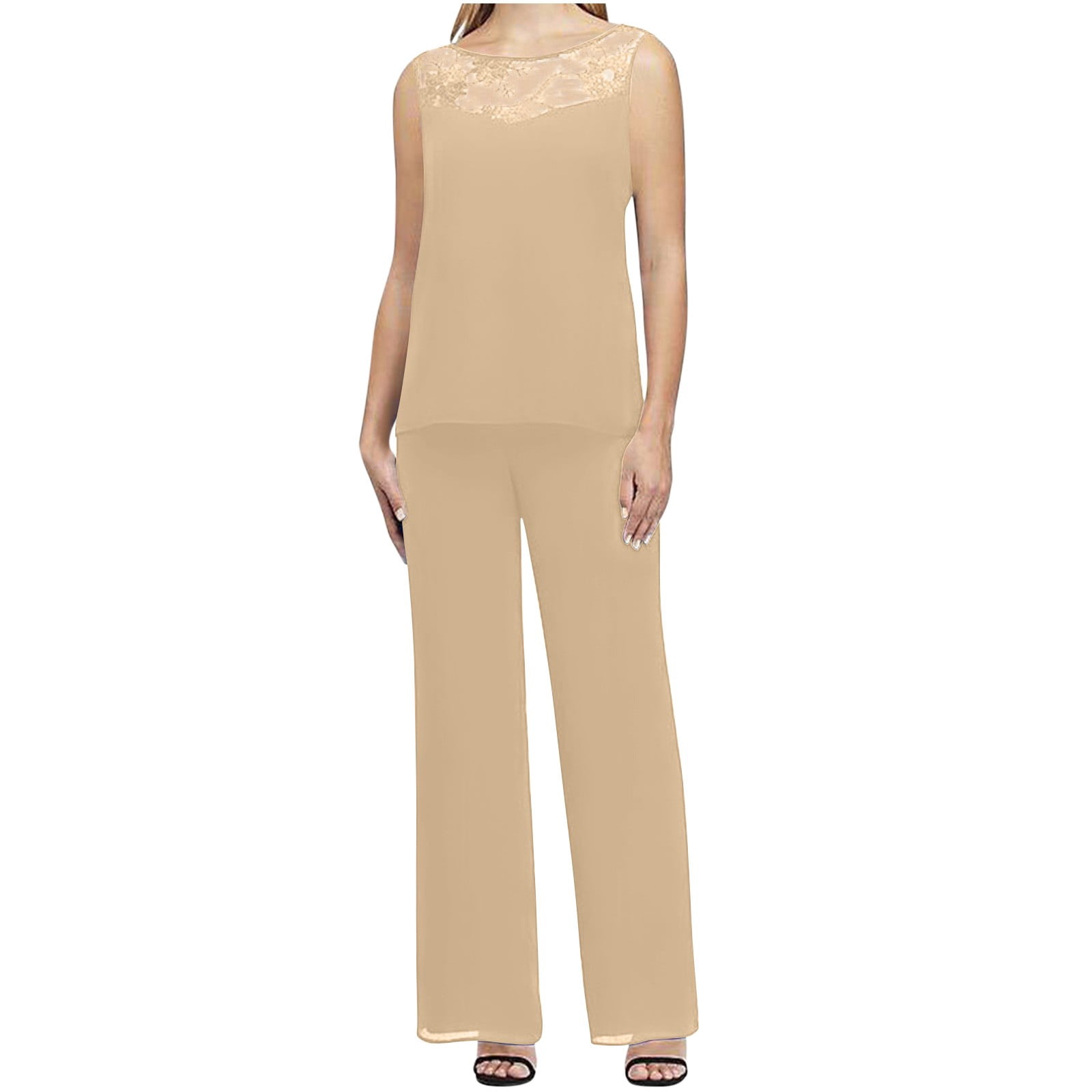Women Cotton Lounge Sets 2 Piece Outfits Womens Sets 2 Piece Outfits Fall Women's Color Long Sleeved Round Neck Loose Lace Chiffon Pants Cape Three Piece Set Including Cardigan