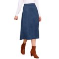 thumbnail image 4 of INSPIRE CHIC Faux Suede Midi Skirt for Women's Casual Fall Winter A Line Skirt - Trendy Elastic Waist Design XL Navy Blue, 4 of 6