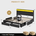 thumbnail image 2 of ARICOEASY California King Bed Frames with Hidden Storage Headboard & Drawers, Upholstered Cal King Platform Bed with LED Lights, Type-C Charging Station, No Box Spring Needed, Noise Free, Black, 2 of 9