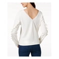 thumbnail image 2 of bar III Womens Ruffle-Sleeve Pullover Blouse, Off White, XX-Large, 2 of 2