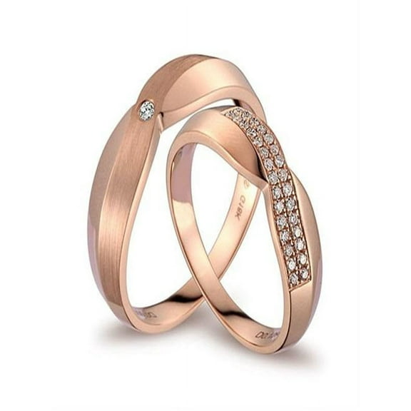 Handcrafted Marriage Rings Half Carat Diamond on 10k Gold