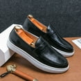 thumbnail image 3 of Men's Casual Loafers Slip On Leather Shoes Comfortable Driving Shoes Moccasins Classic Penny Loafer Flats Boat Shoes Big Size, 3 of 10