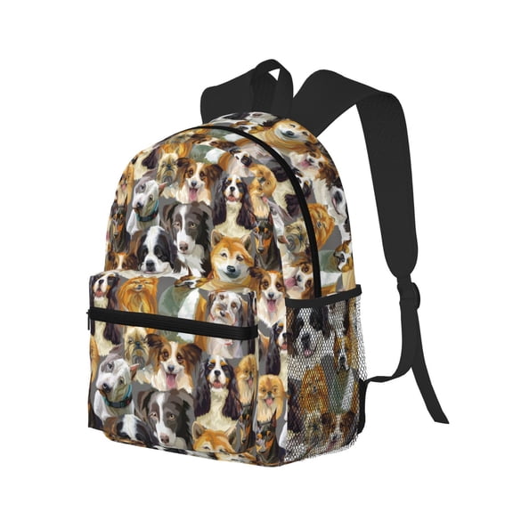 Ratiio Cute Dog Print Casual Backpack for Men and Women, Water Resistant Oxford Fabric School Bag Lightweight Travel Daypack