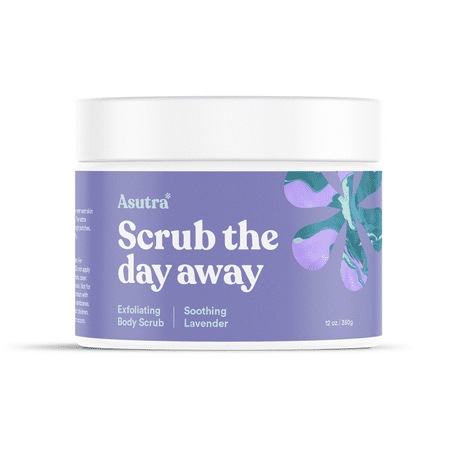 Asutra Organic Exfoliating & Moisturizing Dead Sea Salt Body Scrub; Soothing Lavender, 12
