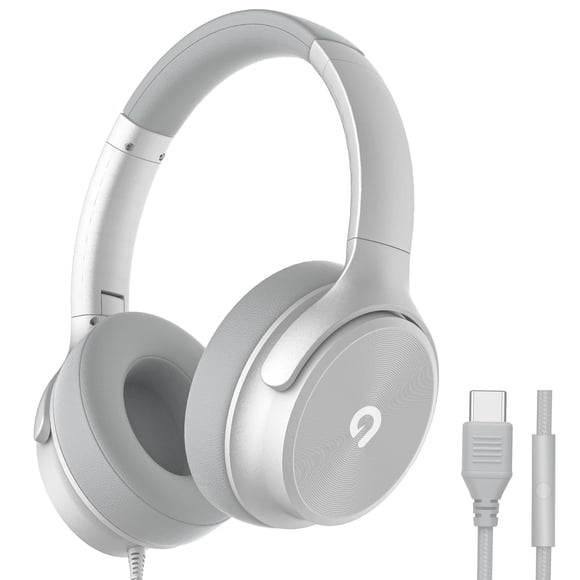 Audífonos ADOOPE USB-C con Cable, Over-Ear, Aislamiento de Ruido, Plateados