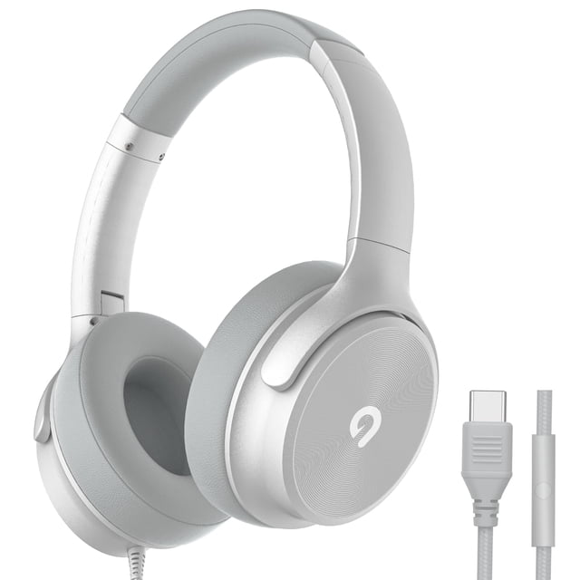 Audífonos ADOOPE USB-C con Cable, Over-Ear, Aislamiento de Ruido, Plateados