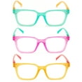 thumbnail image 3 of 3 Pairs Women Translucent Pastel 2-Tones Reading Glasses With Rhinestones - Clear Lens Reader DR06 +1.75, 3 of 5