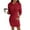 Red, variant on Women's Hoodie Dress Sweatshirt Dress Long Sleeve Pullover Hooded Plush Fleece with Drawstring Pocket for Winter Loungewear,Army Green,L