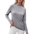 thumbnail image 7 of TRUBKH Long Sleeve Shirts for Women Turtleneck Tops for Women Going Out Tops for Women Summer Shirts for Women Shirts Round Neck Fall Tops Blouses Clothes Long Workout Tops for Women Gray 2xl, 7 of 7