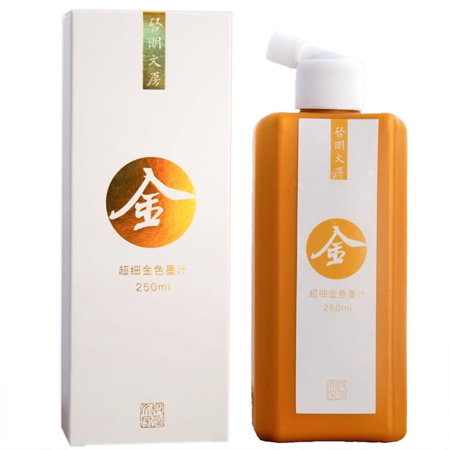 Tinta dorada Qi Ming Wen Fang para caligrafía china 250 ml